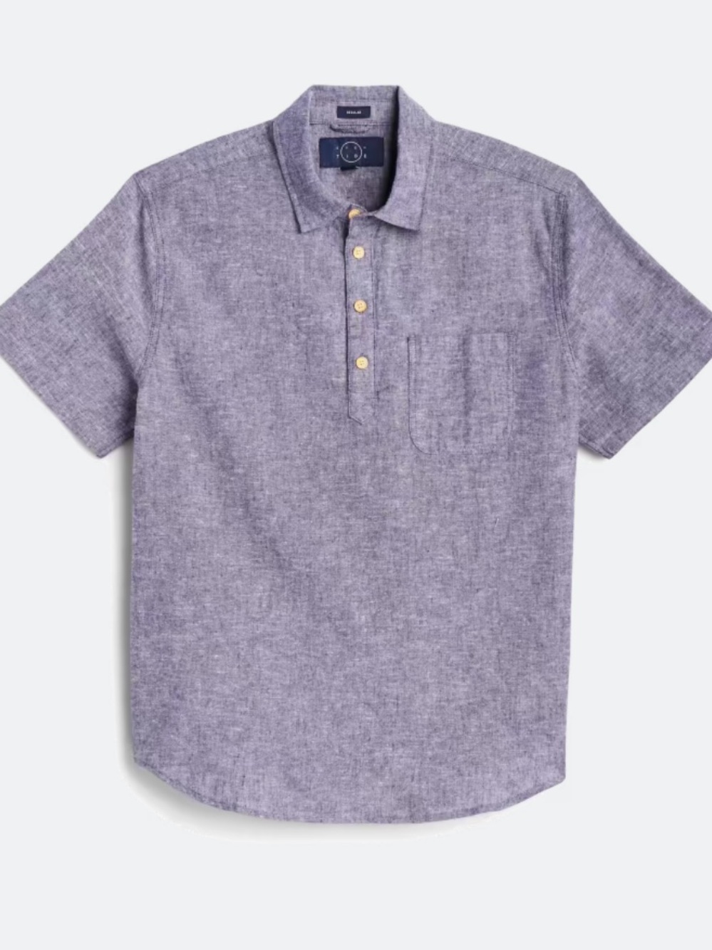 Short Sleeved Brushed Linen Popover Shirt